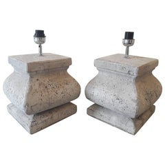 Pair of Castel Style Stone Lamps