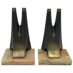 1970s Pair of W. Macowski Modern Sculptural Bookends 10