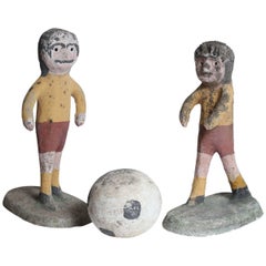 Vintage Emile Taugourdeau Cement Soccer Players