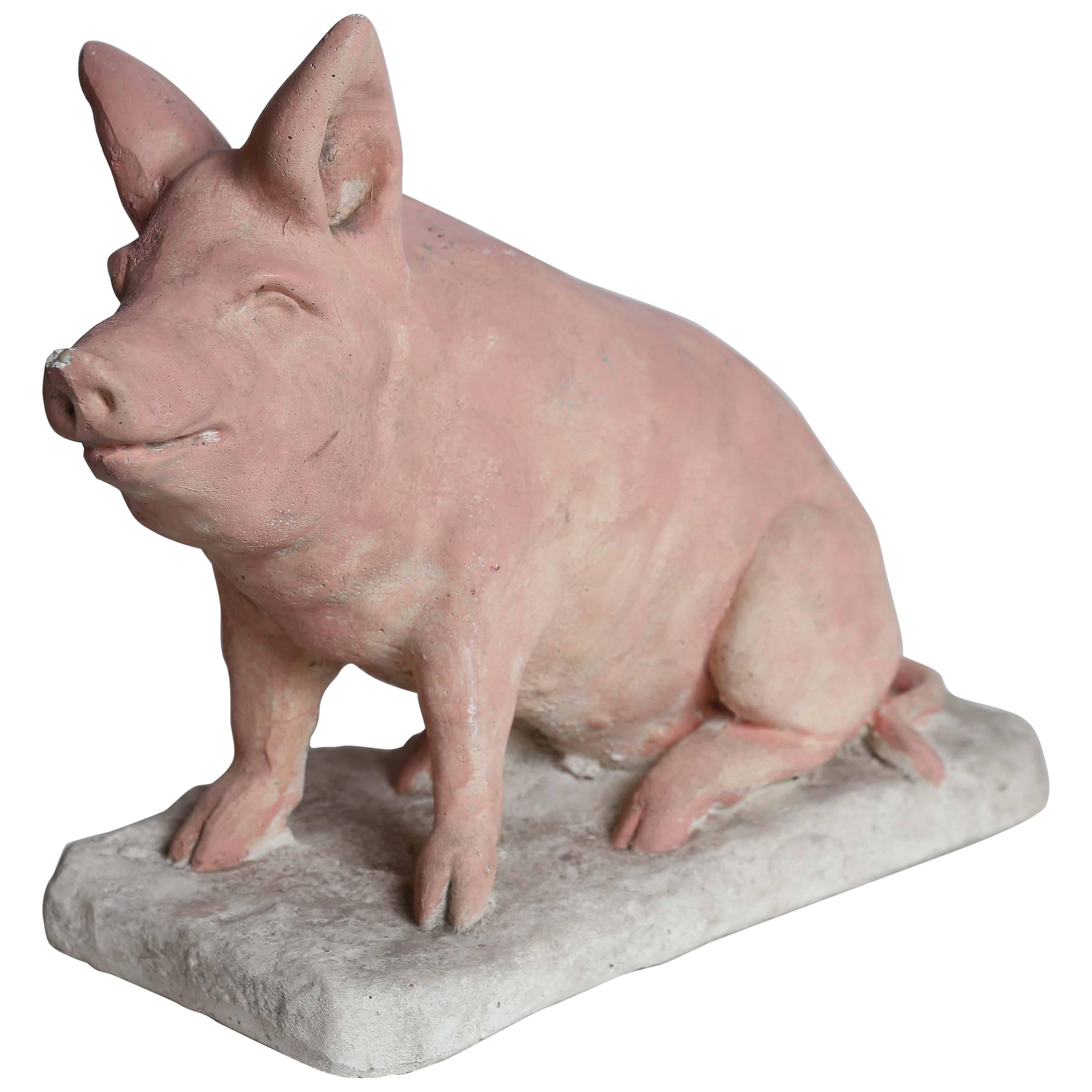 Concrete Pig Sculpture