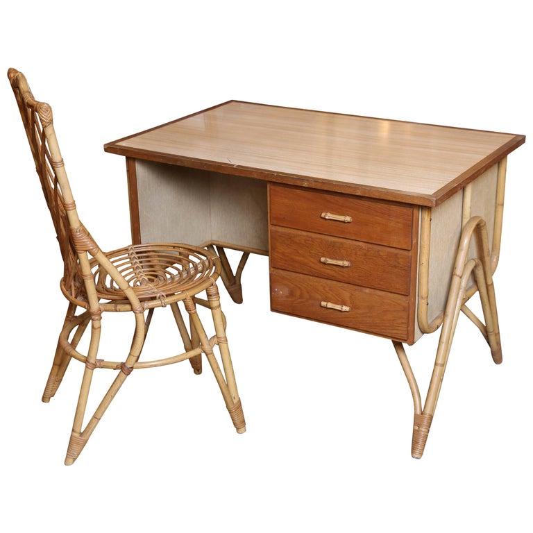 Bamboo Desk And Chair For At 1stdibs Bamboo Desk And Chair For