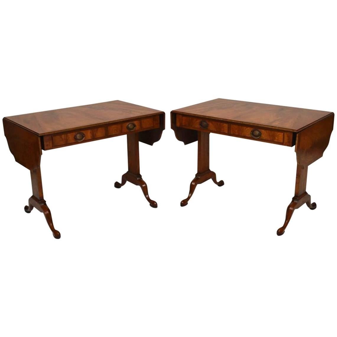 Pair of Antique Burr Walnut Sofa Tables