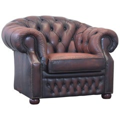 Centurion Chesterfield Leather Armchair Brown One seat Couch Retro Vintage