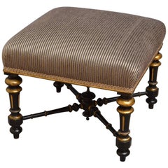 Victorian Gilt and Ebonized Stool