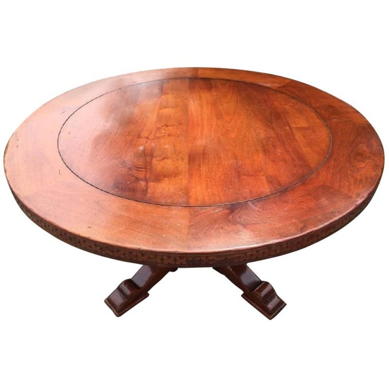 Vintage Round Pedestal Dining or Conference Table For Sale