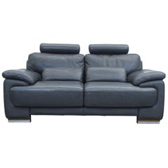 Camposé Designer Leather Sofa Black Two-Seat Couch Fuction Modern