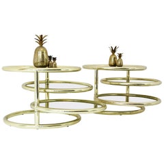 Milo Baughman Style Circular Coffee Tables