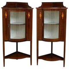 Edwardian Matched Pair of Corner Display Cabinets