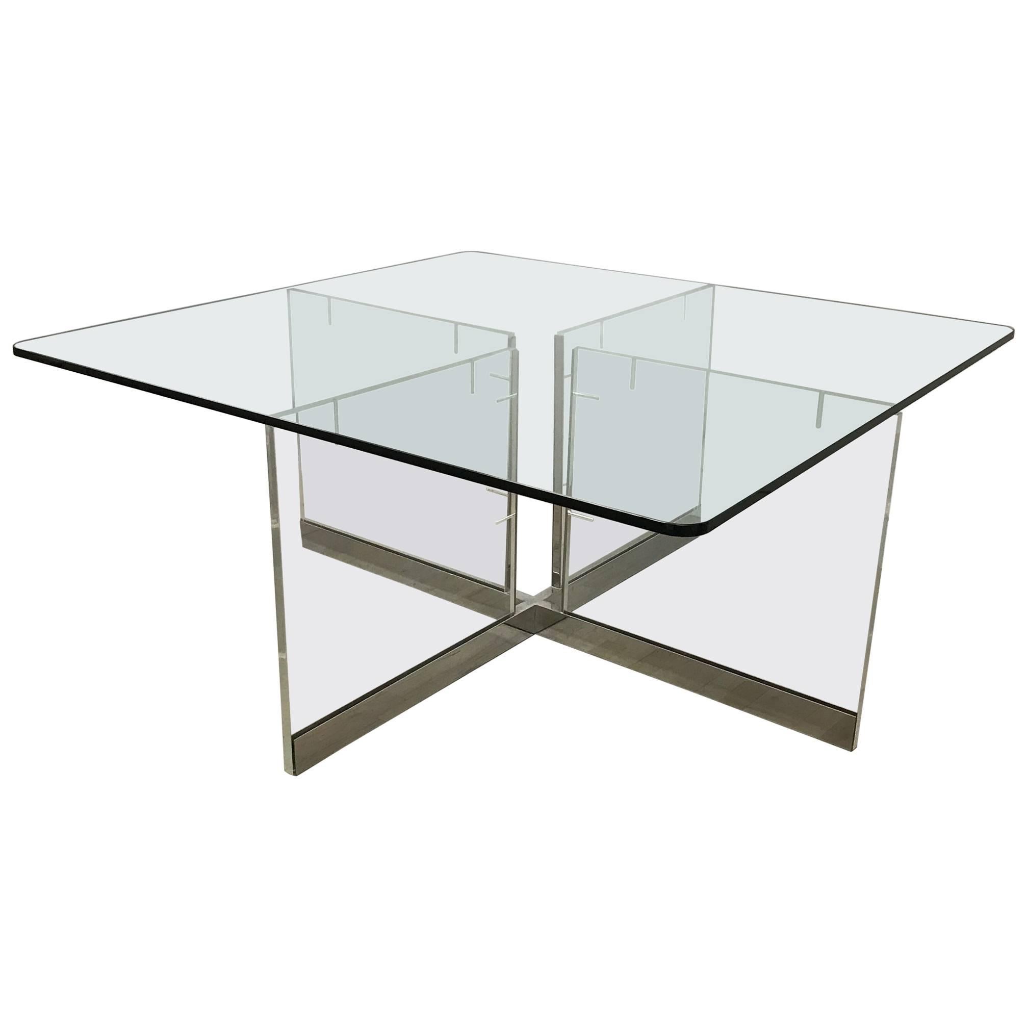 Large Custom Lucite and Chrome Dining Table