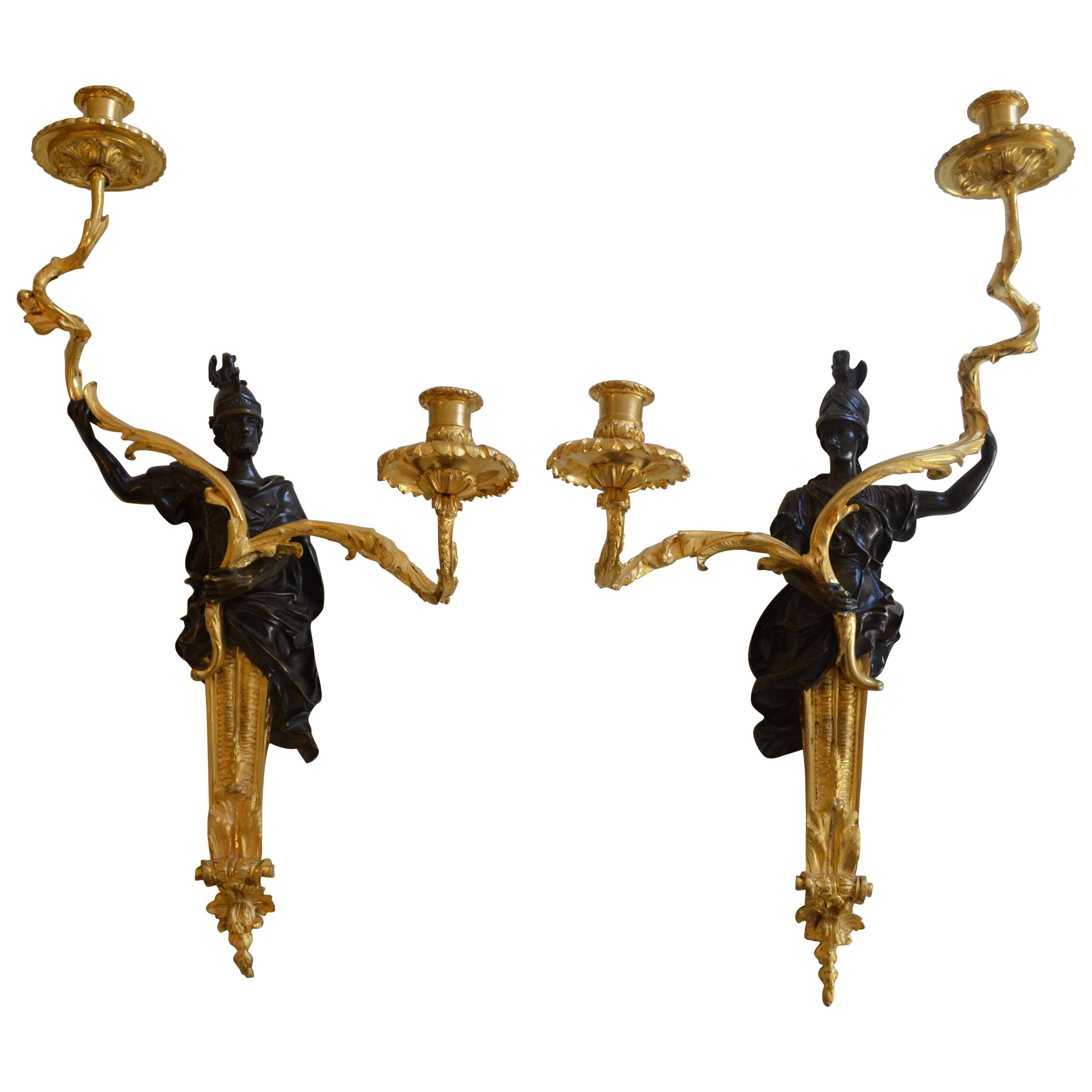 Pair of 17th Century Wall Sconces in the Manner of André-Charles Boulle For Sale