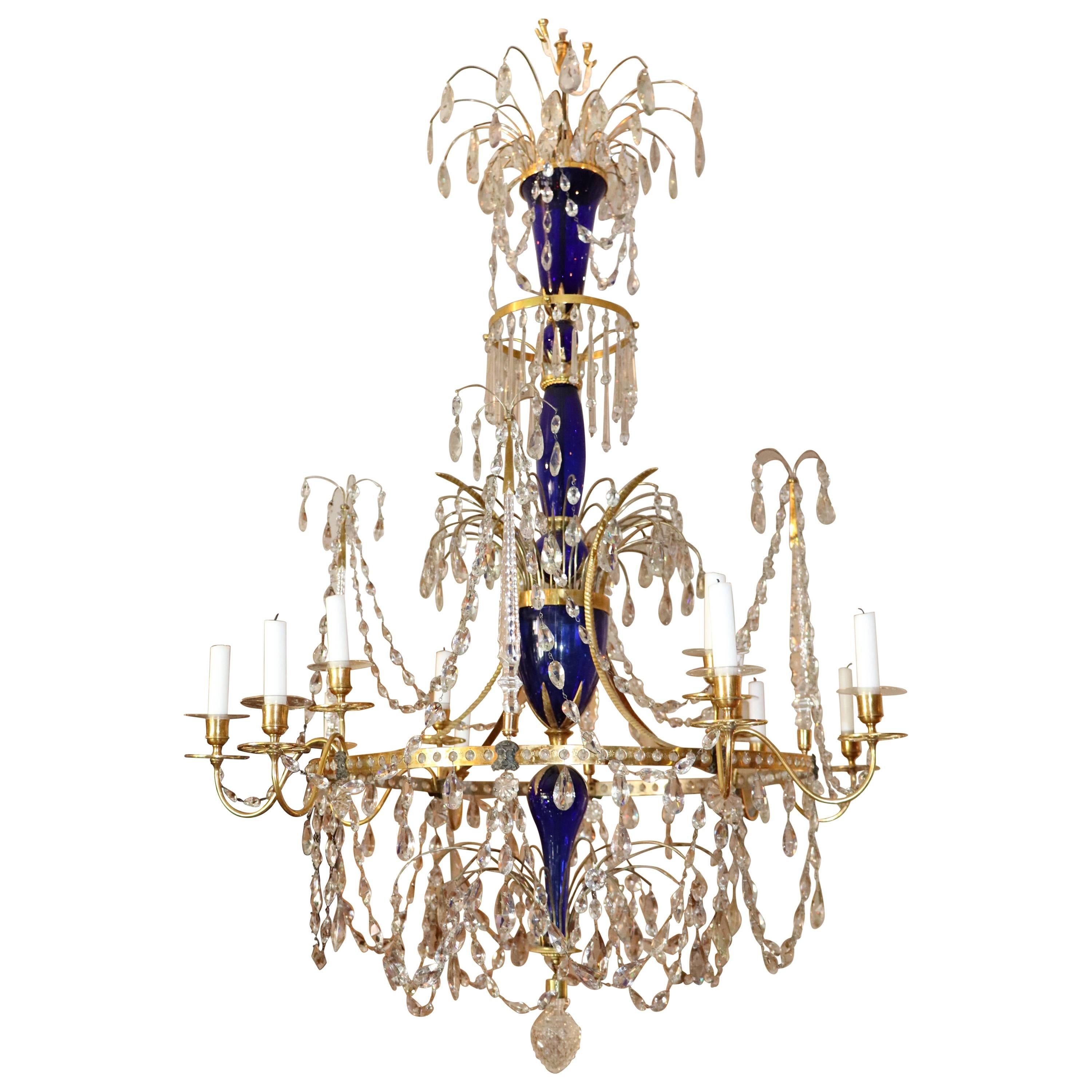 Late 18th Century, Russian Gilt Bronze and Crystal Chandelier For Sale