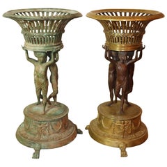 Pair of 19th Century or Earlier Bronze Planters/Urns