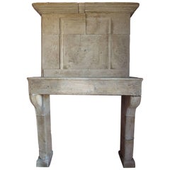 Used 17th Century Louis XIII Fireplace with Trumeau in Stone, Provence, France