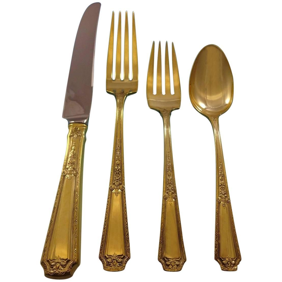 Louis XIV Gold by Towle Sterling Silver Flatware Set for Six Service Vermeil For Sale