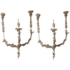 Pair of Metal Cut Outs Sconces, France, 18th Century