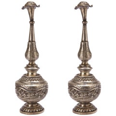 Antique Pair of Bottles for Aspersion of Rose Water, India, 19th Century