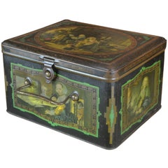 Antique Tin Box with Music Scenes Dutch Golden Age