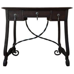 Exceptional Spanish 19th Century Side Farm Table with drawers
