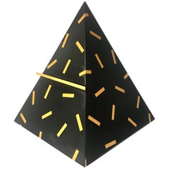 Used Black Pyramid Jewelry Box in Lacquer Wood Signed, 1990