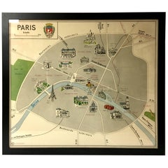 Vintage Paris Metro Area Map Print by Imprimerie Georges Lang Nicely Framed