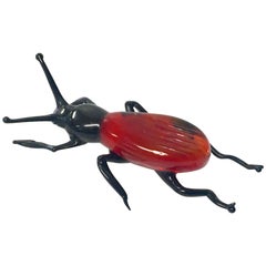 Petite sculpture de scarabée ou entrée en verre de Murano Italienne