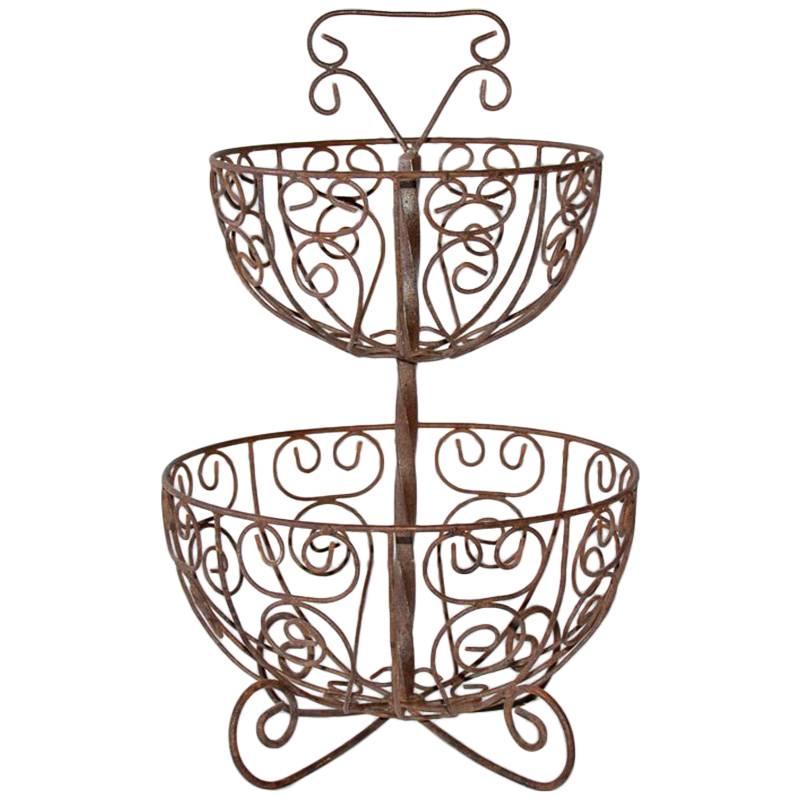 Two-Tier French Wrought Iron Fruit Basket