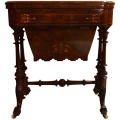 Antique English Burled Walnut Games Table 4