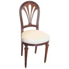 French Art Deco Upholstered Side Chair in Mahogany, circa 1920
