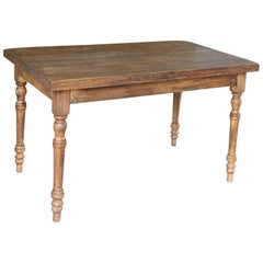 Petite Belgian Wood Farm Table, circa 1920 Used Petite Belgian Wood Farm Table, circa 1920