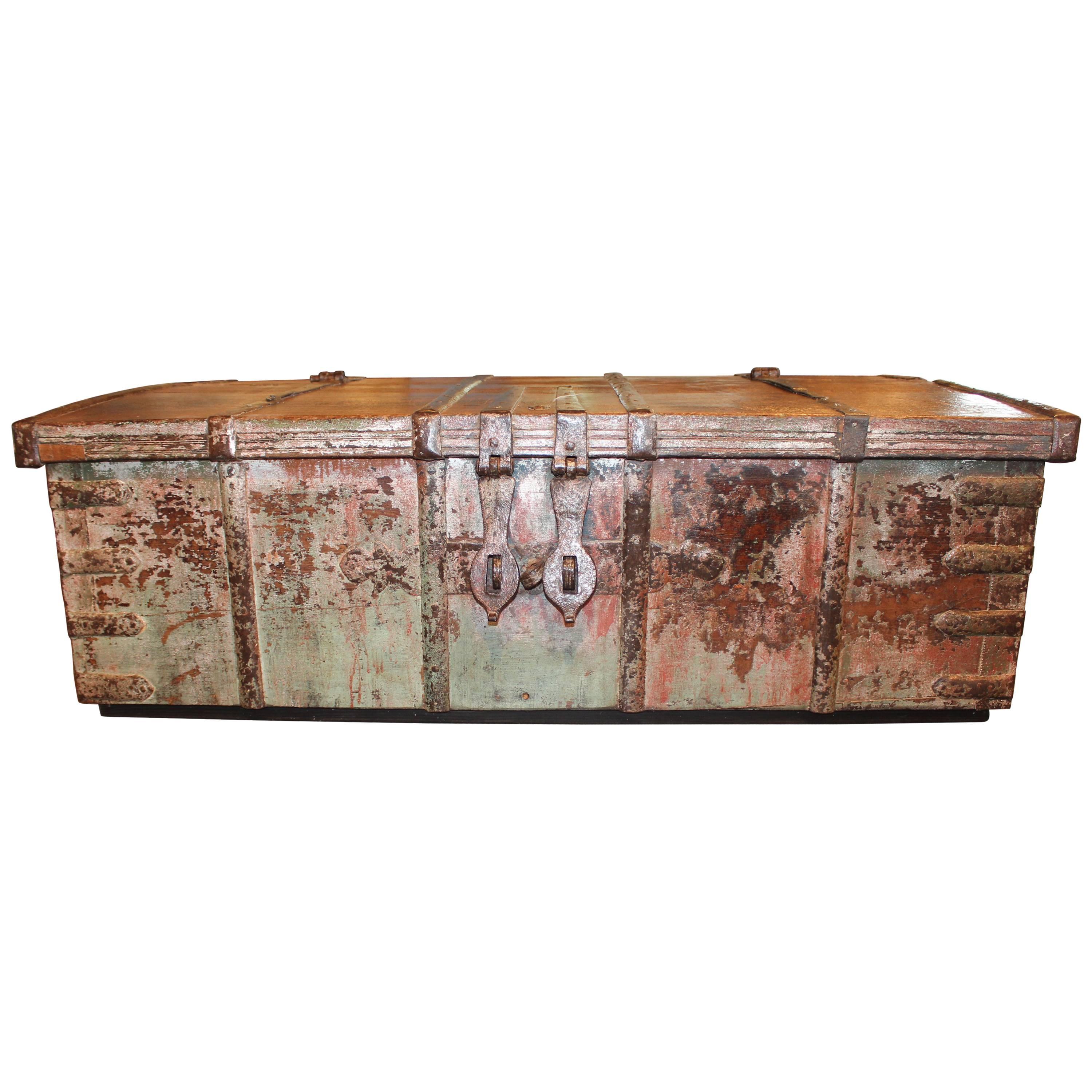 Antique British Colonial Trunk as Coffee Table