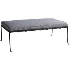 NK Collection Outdoor Wrought Iron Ottoman with Upholstered Cushion 3