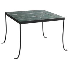 NK Collection Outdoor Wrought Iron Tiled Side Table in Emerald