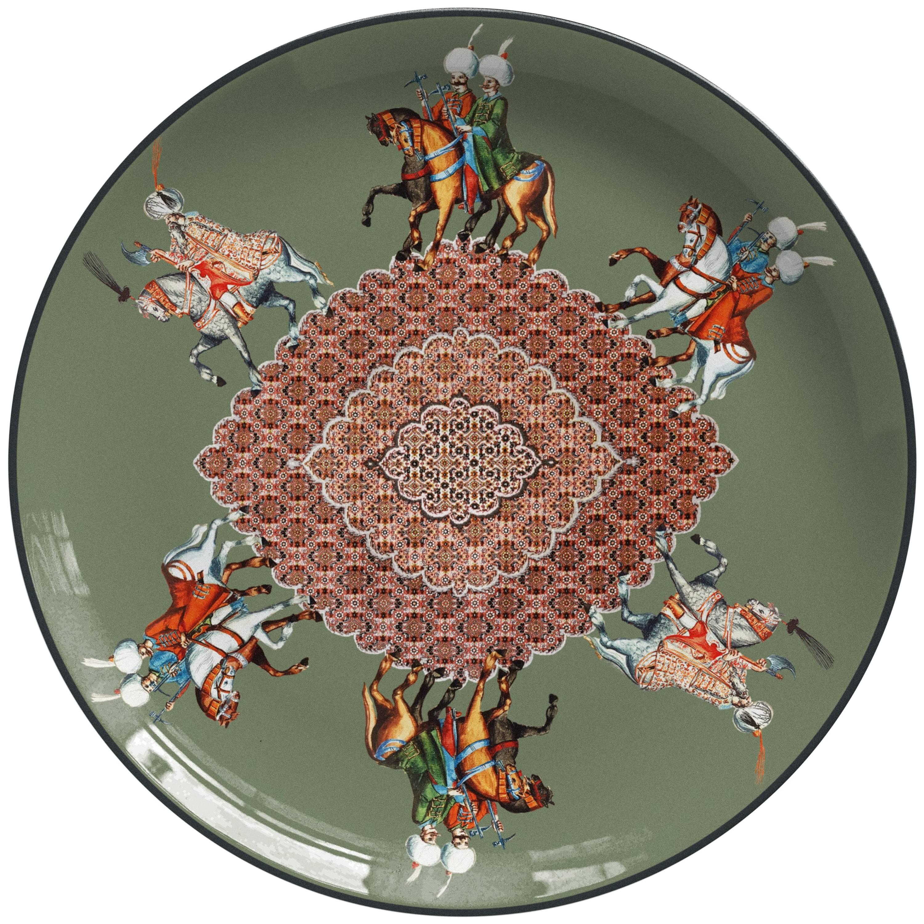 Cavalieri Porcelain Dinner Plate by Vito Nesta for Les Ottomans, Made in Italy For Sale