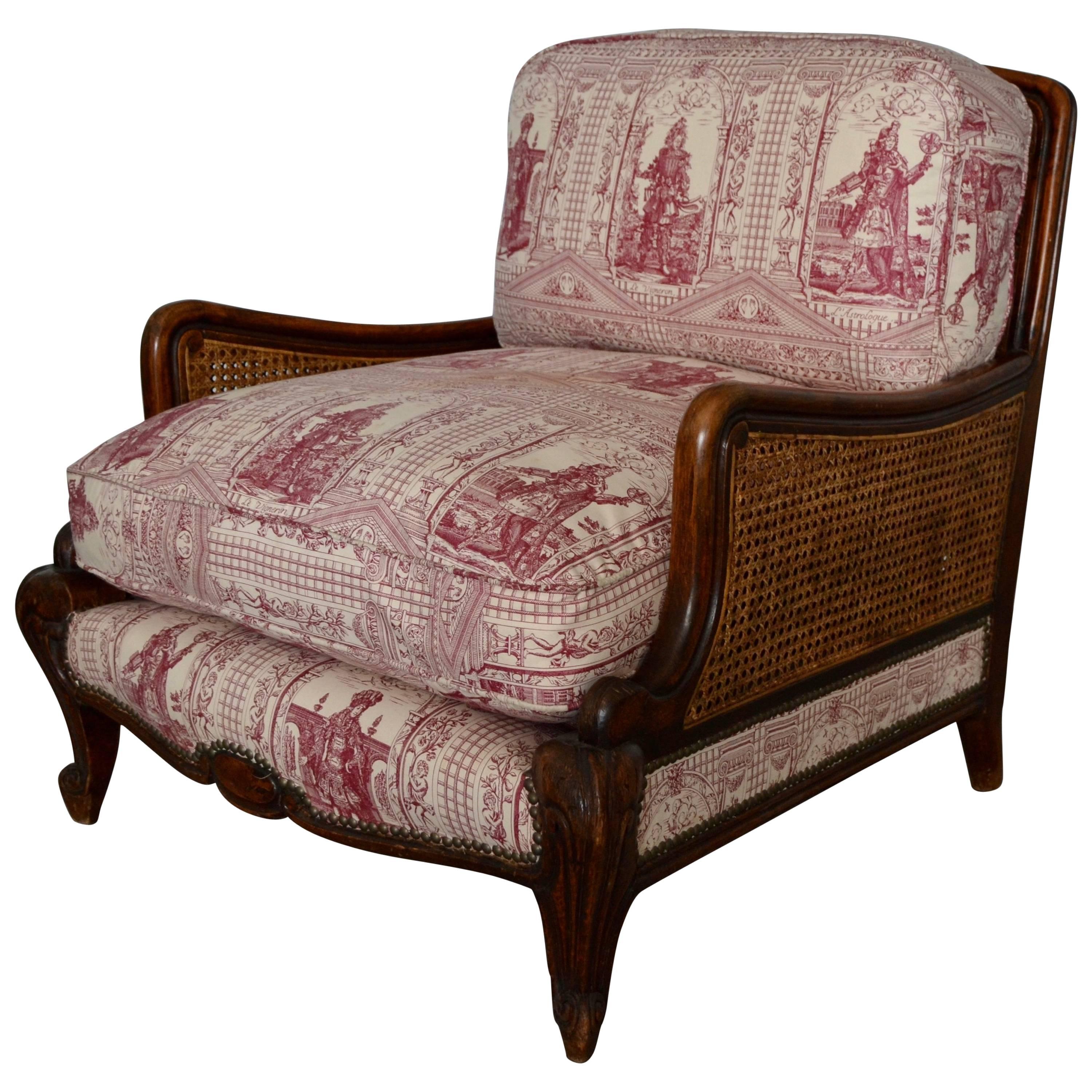 Wood and Wicker French Armchair, 1900