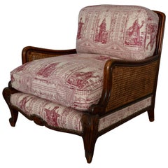 Antique Wood and Wicker French Armchair, 1900