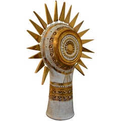 1970s Sunburst George Pelletier Ceramic Table Lamp