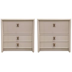 Pair of White Lacquer Nightstands by Paul Frankl