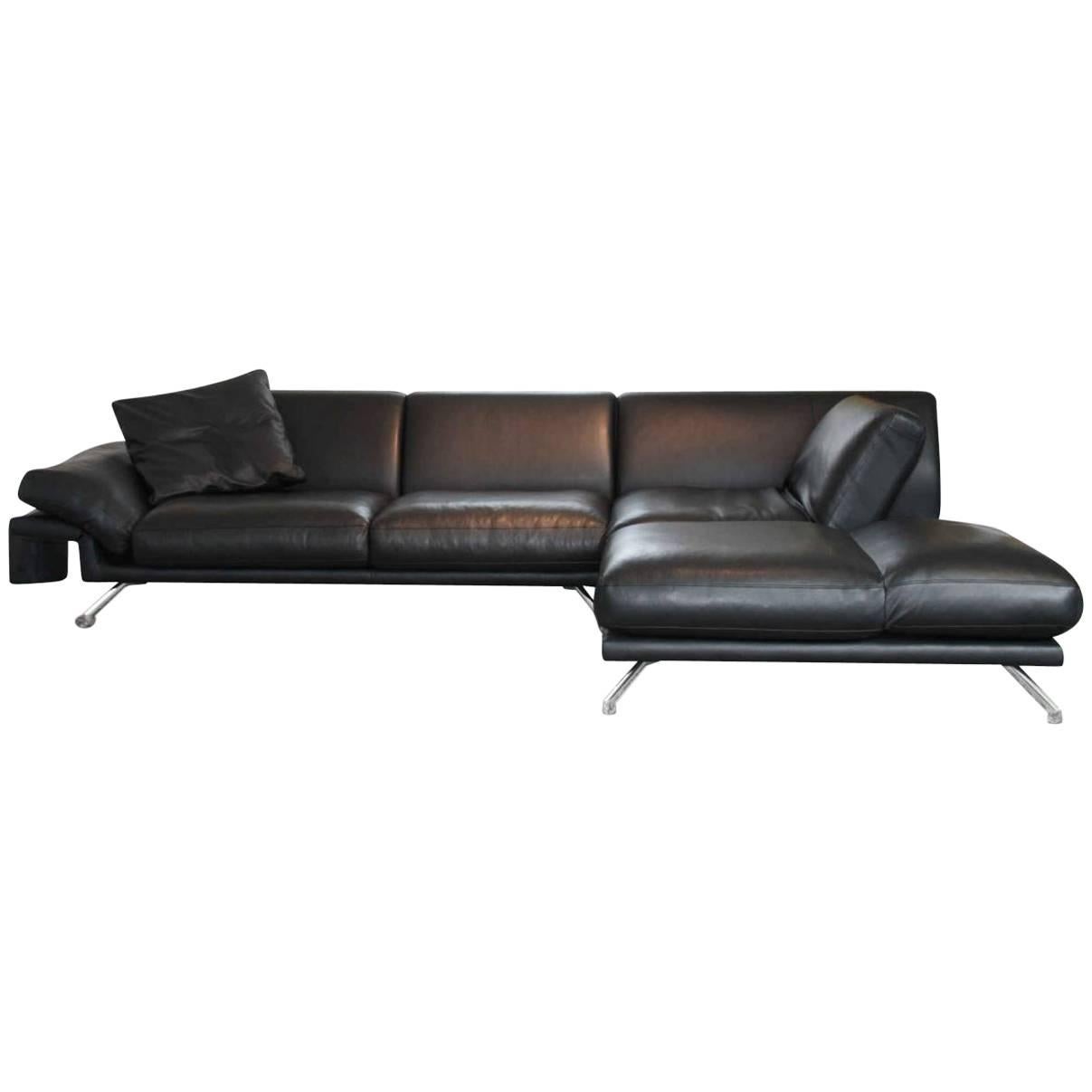 Sofa "WK 667 Nalo" by Manufacturer WK Wohnen in Metal and 100% Genuine Leather For Sale