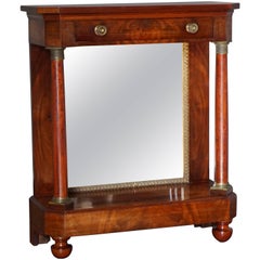 Late 19th Century Mahogany & Bronze Dutch Biedermeier Console Table with Mirror