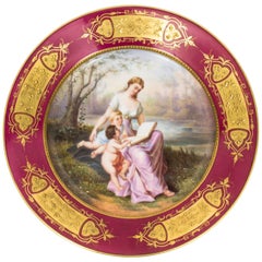 Ancienne assiette de cabinet en porcelaine de Vienne:: marque Bidenschild:: vers 1880