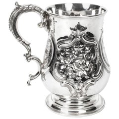 Antique Victorian Silver Plated Tankard Mug Cross Keys Makers Mark, circa 1870