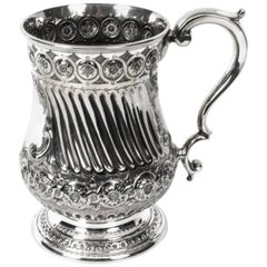 Antique Victorian Large Silver Plated Tankard Mug, circa 1860