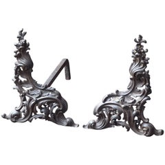 Vintage French Louis XV Style Firedogs or Andirons