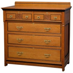 Victorian Oak and Ebonised Chest of Drawers by Lamb of Manchester