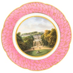 19th Century French Pink Porcelain Plate Chateau St Cloud