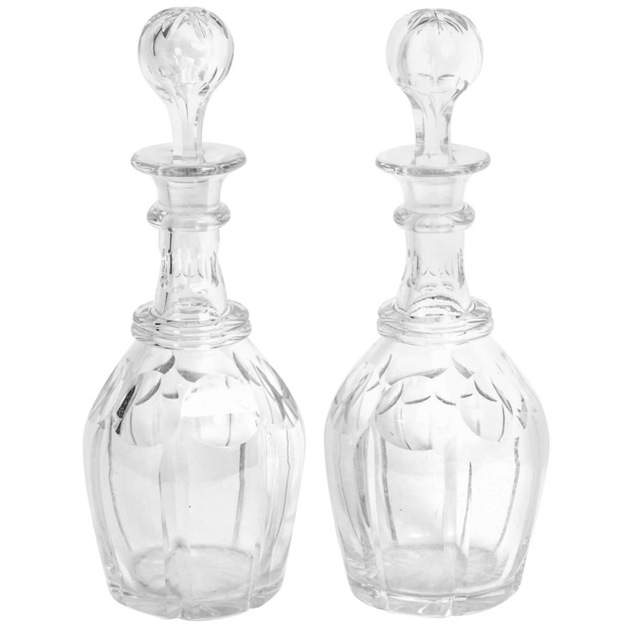 Early 20th Century Pair CutGlass Decanters and Stoppers at 1stDibs