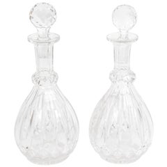 19th Century Pair of Cut-Glass Baluster Decanters and stoppers