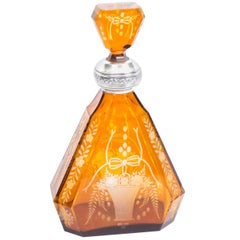 19th Century Bohemian Amber Silver Mounted Decanter