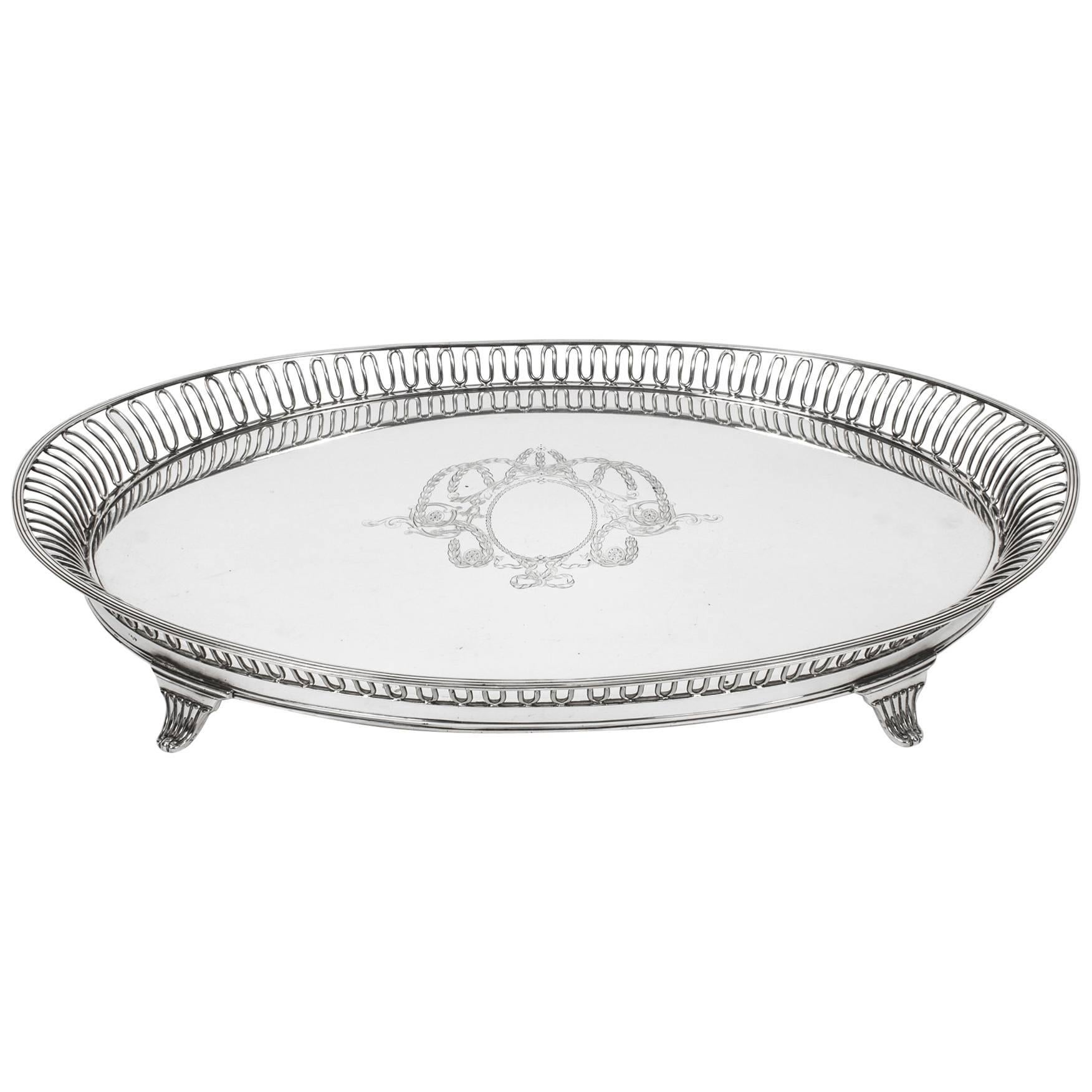 19th Century Victorian Oval Silver Plated Tray by Elkington