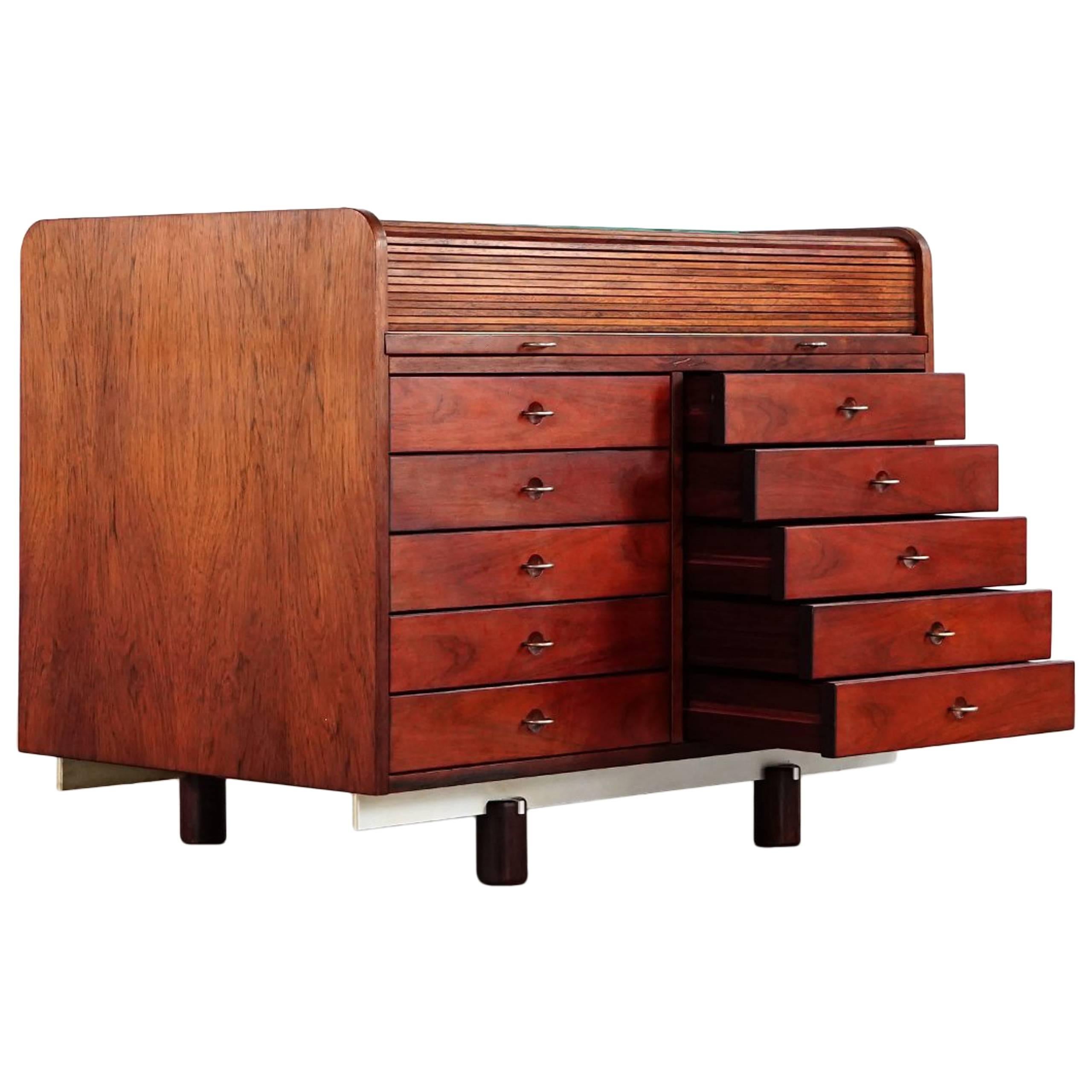 Gianfranco Frattini Desk with Roll Top - circa 1962 for Bernini, Italy